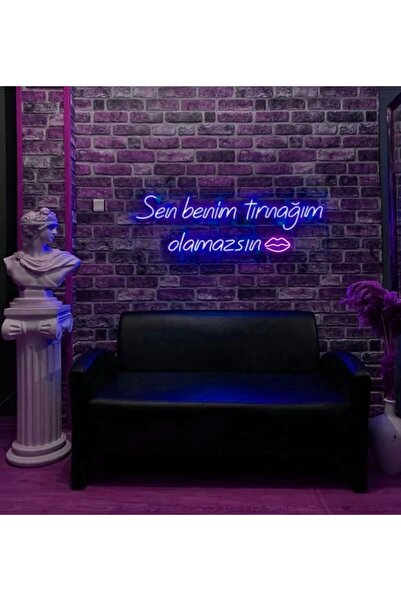 dekoraven Sen Benim Tırnağım Olamazsın Yazı Neon (70x32cm) Led Tabela Güzelli...