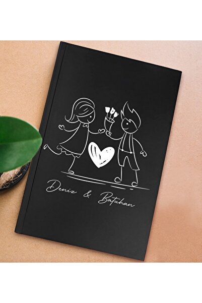 Bk Gift Kişiye Özel Sevgili Isimli Sert Kapaklı Siyah Lastikli Defter , Arkad...