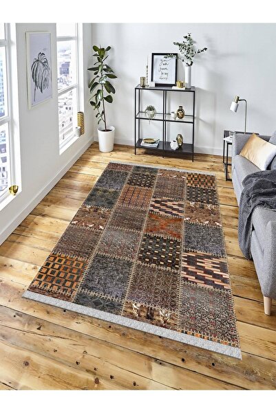 Dekoratif Kaymaz Taban Yıkanabilir Modern Halı-4065