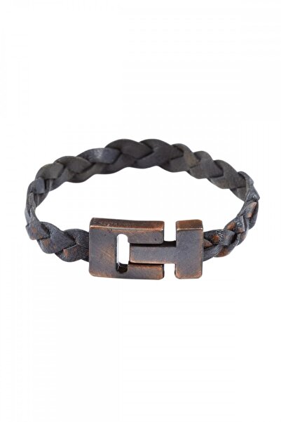 Deriderim Gray Genuine Leather Braided Leather Bracelet