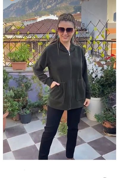 anne moda ankara 1. Quality, Hooded, Shaved Fleece Cardigan