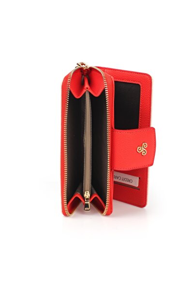 Ysmn Multi-Compartment Women's Wallet & Card Holder with Plenty of Eyelets and Zipper Beige/orange Yc100005srl