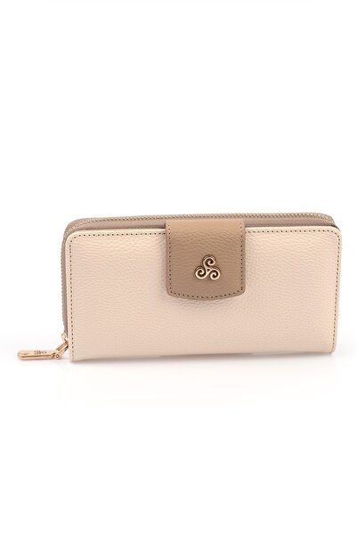Ysmn Multi-Compartment Women's Wallet & Card Holder with Plenty of Eyelets and Zipper Beige Yc100005srl