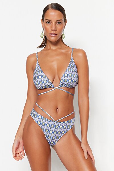 Trendyol Collection Csempe mintás magas lábú bikini alsó TBESS23BA00291