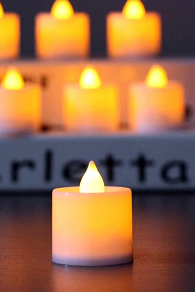 TechnoStation 10 Adet Sarı Işık Ledli El Gülü Pilli Led Mum Tükenmeyen Pilli ...