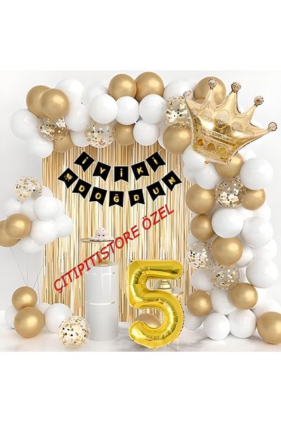 DÜVENCİ TİCARET 1*2*3*4*5*6*7*8*9 Years Birthday Balloon Set with King Crown