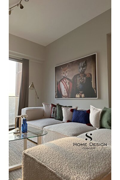 S Home Design Concept Frida 4 Modül Pofidik Modüler Kanepe L Köşe Koltuk Takımı, Teddy, Krem