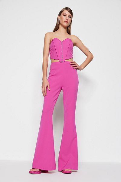 Trendyol Collection Φούξια υφαντό παντελόνι TPRSS23PL00022