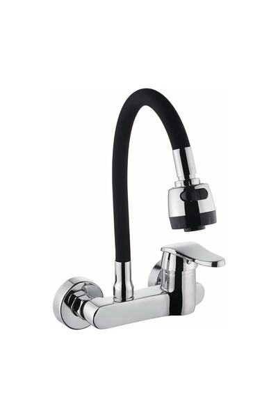 ARVENT Duvardan Döner Borulu Aç Kapa Mutfak Eviye Evye Aplike Bataryası Siyah...