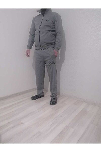 NUR TEKSTİL Erkek Açık Gri Fermuarlı Eşofman Takımı