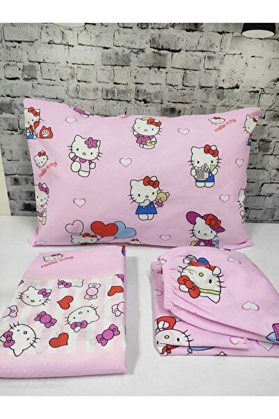Gasel Home Hello Kitty Pamuklu Kumaş Nevresim Takımı ( Çarşafı Lastikli )