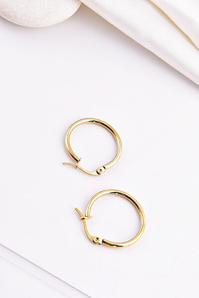 EUROMODA 2,5 Cm Gold Renkli Çelik Halka Küpe 6 Farklı Boy