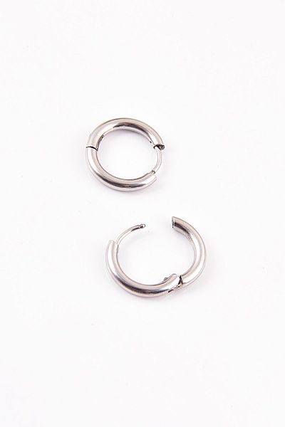 EUROMODA Silver Color Steel Hoop Earrings 6 Different Sizes