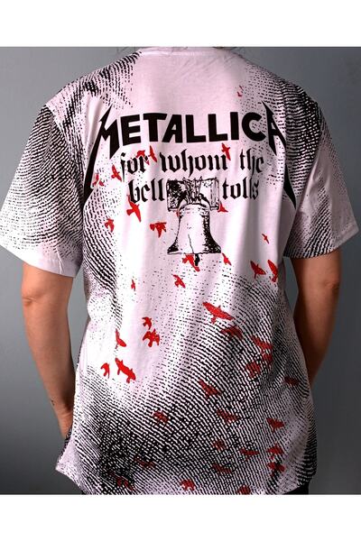 GALAXYBUTIQUE Λευκό μπλουζάκι με πλήρη εκτύπωση Metallica