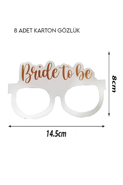 Parti dolabı 8 Adet Bride To Be Konsepti Gözlük Beyaz Rose Gold "bride To Be" Bekarlığa Veda Nedime Partisi