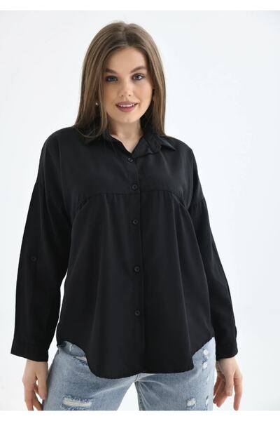 YILMAZBARMAZ Γυναικείο πουκάμισο Oversize με μπροστινές τσέπες