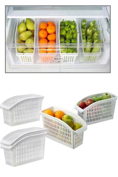 Trouvaille 4 Pieces Refrigerator Organizer Vegetable Fruit Basket Kitchen Bathroom Under Counter Under Cabinet Organizer