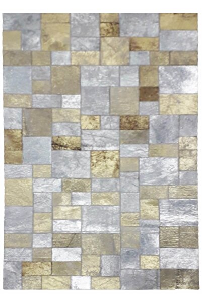 Dericibey Altın Varaklı Dana Derisi Patchwork Halı