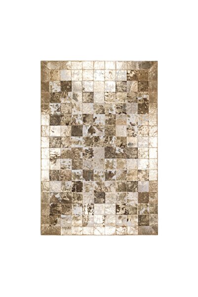 Dericibey Altın Varaklı Dana Derisi Patchwork Halı