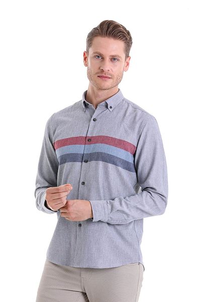 Hatemoğlu Claret Red Comfort Fit μονόχρωμο γιακά με μακρυμάνικο πουκάμισο φανέλα