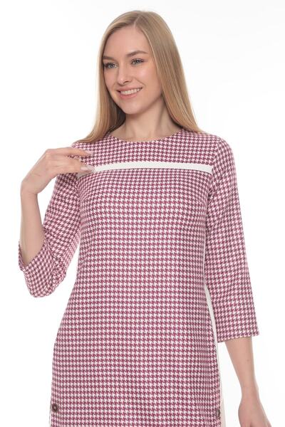 Element's Γυναικείο ριγέ και δερμάτινο λεπτομερές φόρεμα