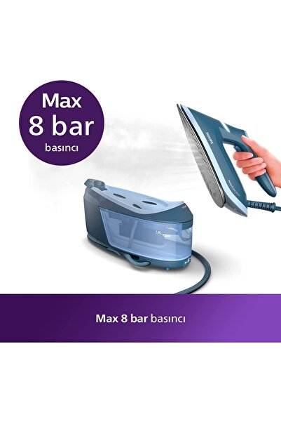 Philips Essential Series Percare 2400 W, 8 Bar Buhar Kazanlı Ütü, Barut Grisi