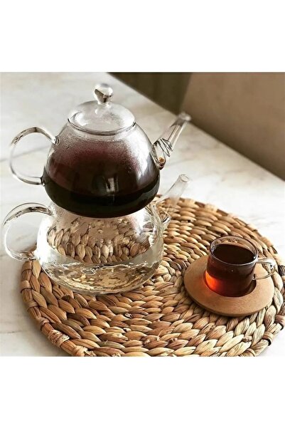 morponi إبريق شاي من الزجاج البورسليكات المقاوم للحريق، موديل مسطح