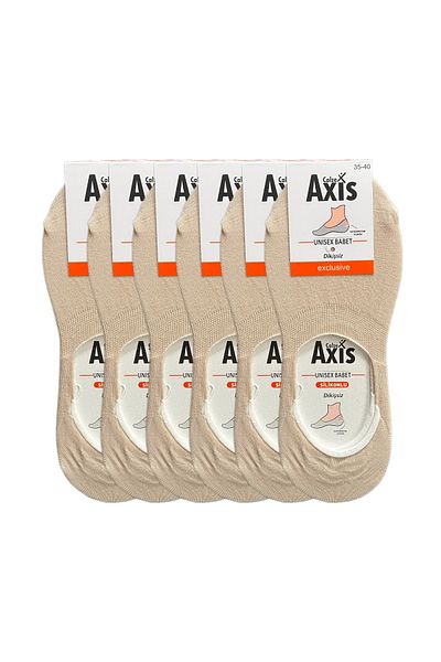Axis 6 чифта дамски унисекс безшевни силиконови неплъзгащи се невидими екрю балерини чорапи