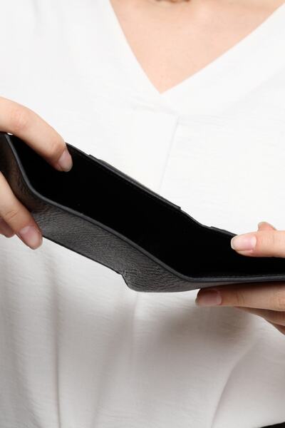 DERKON Genuine Leather Zoe Small Black Women's Wallet