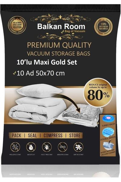 Balkan Room Vakum Hurcu 10'lu Maxi Gold Set Vakumlu Hurç Vakumlu Poşet