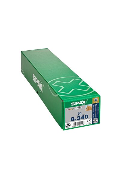 Spax Ahşap Konstrüksiyon Vidası, 8 X300 Mm, 50 Adet, Yarım Dişli, Havşa Başlı...