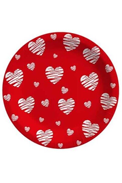 Acar Süs Tabak Kalpli Kırmızı 23cm 8 Adet 1 Pkaet