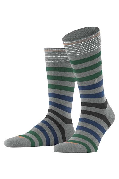 Burlington Herrensocken - Blackpool, Baumwolle, Streifen, Logo, One Size