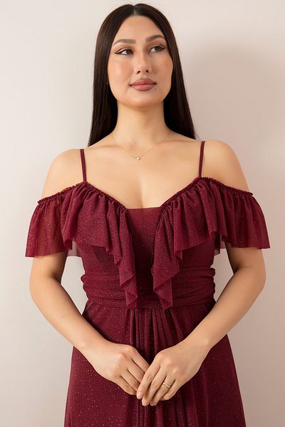 PULLIMM 13361 Rochie de seara cu sclipici cu bretele