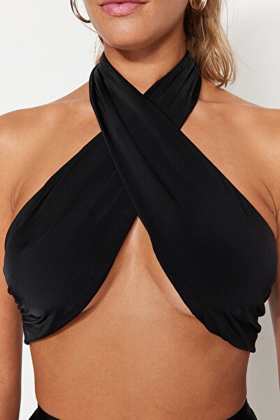 Trendyol Collection Black Bralette Tie Bikini Top TBESS23BU00296