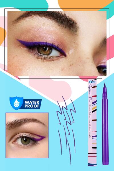 xolo Mor Ultra Ince Uçlu Likit Kalem Eyeliner Sürülebilir Makyaj Göz Su Geçirmez