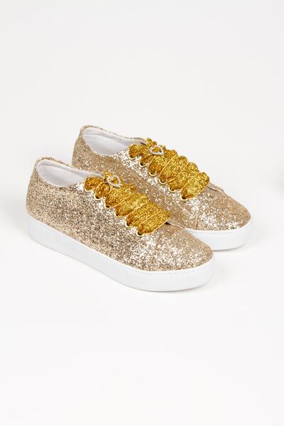 DARUGA Parıltılı Alçak Taban Sade Spor Gelinlik Ayakkabı