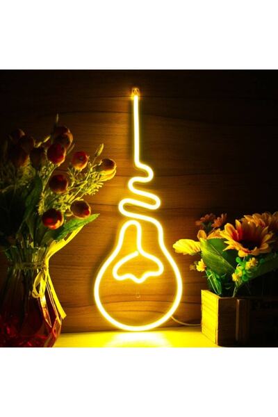 Dekoratif Neon Ampul Desenli Masa Aydınlatması Tablo