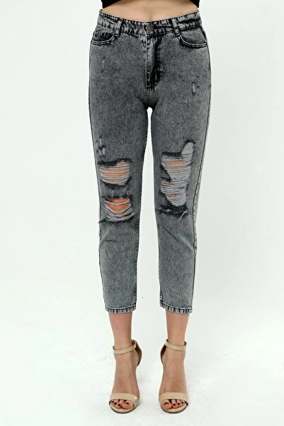 MAKRAS EXCLUSIVE Monera Rosa High Waist Tick Leg Laser Ripped Mom Jeans