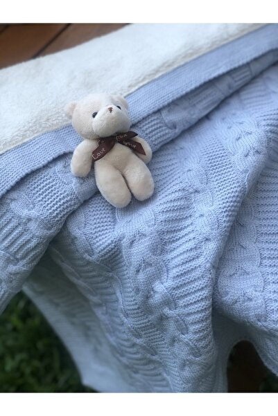 Recos Knitwear Baby Blanket - Fiber Filled, Wellsoft and Little Plush Teddy Bear Gift