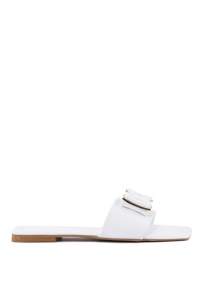 Sole Sisters Flat Slippers White - Cırede