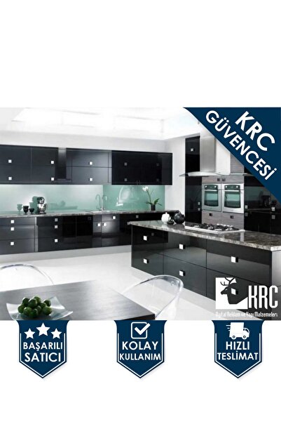 KRCDİJİTAL Dolap Ve Mobilya Kaplama Folyosu Parlak Siyah 61cmx1mt Kendinden Y...