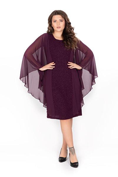 OLEA XXL Büyük Beden Abiye Elbise 3033 Mürdüm