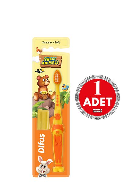 Difaş Sweet Animals Toothbrush Soft Orange 1 Piece