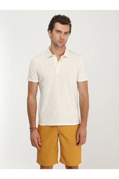 Kip Μπλουζάκι εκρού Jacquard Polo Neck 100% βαμβάκι