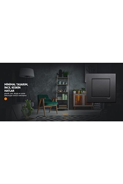 VİKO Novella Siyah Renkli Anahtar Tekli Düğme Çerçeve Dahil Siyah