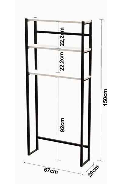 Macco Mobilya Banyo Dolabı Çamaşır Makinesi Dolabı Banyo Rafı Çamaşır Makina Üstü Dolap Banyo Düzenleyici Beyaz