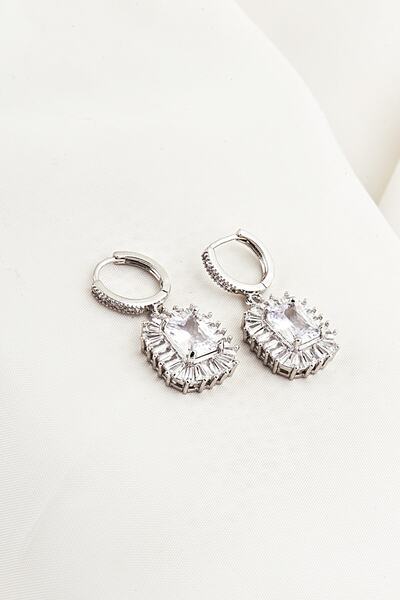 EUROMODA Baget Zirkon Taşlı Kancalı Sallantılı Küpe