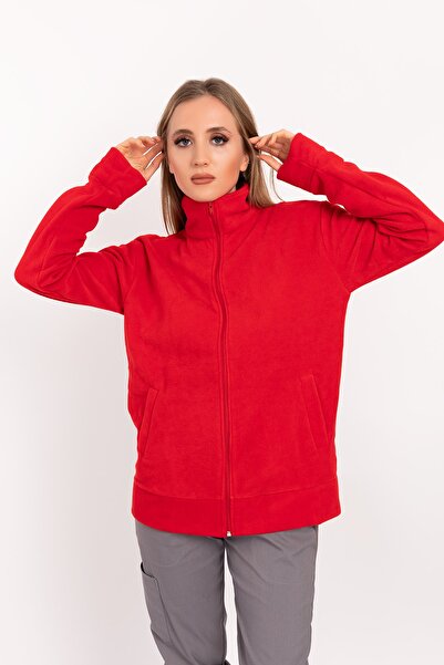 Nur Medikal Giyim Jachetă roșie din fleece cu un singur strat