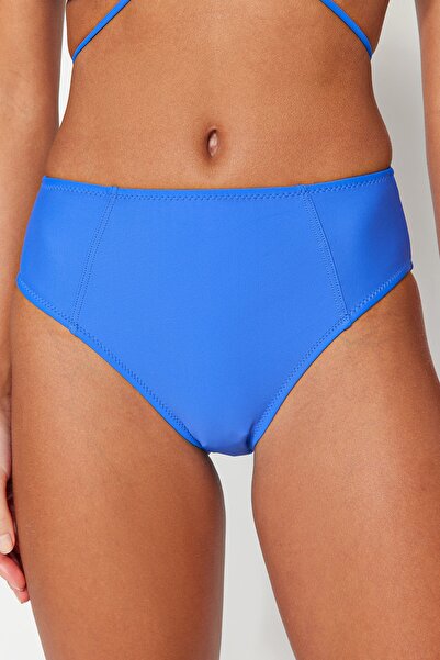 Trendyol Collection Pantaloni de bikini Saks cu talie înaltă cu picior normal TBESS21BA0387